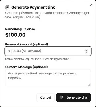 Choose the amount for a payment link